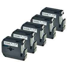 5 x Schriftband kompatible Brother MK121 (M-K121) P-Touch, Schwarz auf Clear, 9mm x 8m