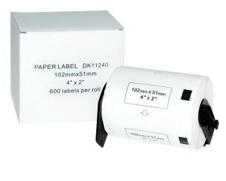 kompatible Versand-Etiketten Brother (DK-11240), 51mm x 102mm, 600 Etiketten/Rolle, weiss, permanent