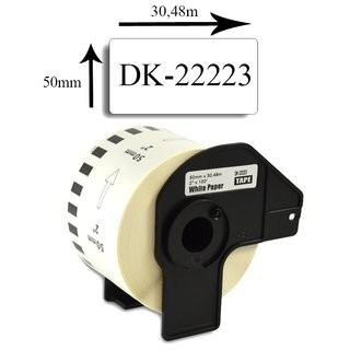 Universal-Etiketten Brother (DK-22223), 50mm x 30,48m, 1 Rolle - 30,48 Meter, weiss, permanent