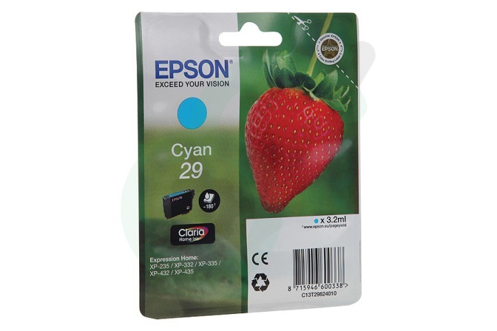Original Epson Tintenpatrone Cyan C13T29824010
