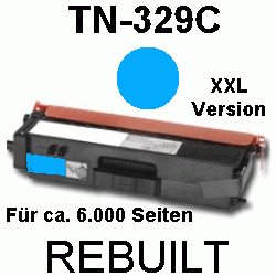 Toner-Patrone rebuilt Brother (TN-329C) Cyan, DCP L 8450 CDW/MFC L 8600 CDW/MFC L 8850 CDW