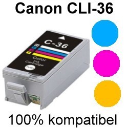 Drucker-Patrone kompatibel Canon (CLI-36/1511B001) Color mit Chip Pixma IP-100, Pixma Mini-260/320