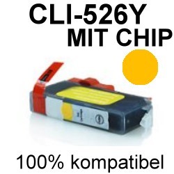 Drucker-Patrone kompatibel Canon (CLI-526Y) Yellow mit Chip Pixma-IP4850/IP4950/IX6550, Pixma MG5150/MG5250/MG5340/MG5350/MG5150/MG6250/MG8150/MG8240/MG8250