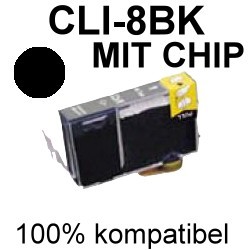 Drucker-Patrone kompatibel Canon (CLI-8BK) Black mit Chip Pixma IP-4200/4200X/4300/4500/4500X/5200/5200R/5300/6600/6700, Pixma MP-500/530/600/610/800/810/830/970