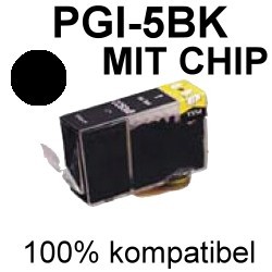 Drucker-Patrone kompatibel Canon (PGI-5BK) Black mit Chip Pixma IP-3300/3500/4200/4200X/4300/4500/4500X/5200/5200R/5300, Pixma IX-4000/4000R/5000, Pixma MP-510/520/530/600/610/800/810/830/970