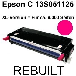 Toner-Patrone rebuilt Epson (C13S051125) Magenta, Aculaser C 3800/C 3800 DN/C 3800 DTN/C 3800 N/C 3800 Series