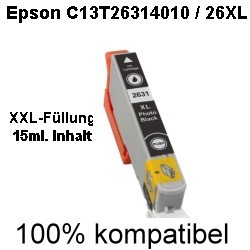 Drucker-Patrone kompatibel Epson (C13T26314010/26XL) Black-Hell Expression Premium XP-600/605/700/800
