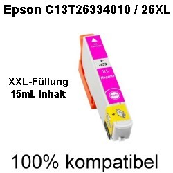 Drucker-Patrone kompatibel Epson (C13T26334010/26XL) Magenta Expression Premium XP-600/605/700/800