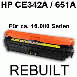 Toner-Patrone rebuilt HP (CE342A/651A) Yellow, LaserJet Enterprise 700 Color M 775 F MFP/700 Color M 775 MFP/700 Color M 775 Z MFP/700 Color MFP M 775 Z Plus
