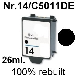 Drucker-Patrone rebuilt HP (NO.14/C5011DE) Black HP Color InkJet CP-1160/CP-1160TN/CP1160/CP1160TN, HP Digital Copier Pritner 510/610