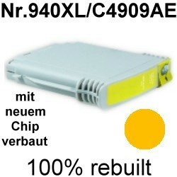 Drucker-Patrone rebuilt HP (NO.940XL/C4909AE) Yellow mit Chip HP OfficeJet Pro-8000 Enterprise/8000 Wireless/8500/8500A Plus/8500A Premium/8500 Premier/8500 Wireless