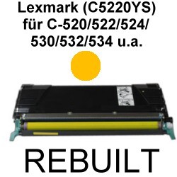 Toner-Patrone rebuilt Lexmark (C5220YS) Yellow Optra C520N/C522N/C524/C524DN/C524DTN/C524N/C530/C530DN/C532DN/C532N/C534DN/C534DTN/C534N