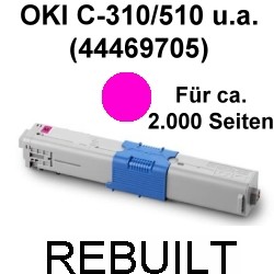 Toner-Patrone rebuilt Oki (44469705) Magenta C-310/330/331/510/511/530/531,MC-351/352/361/362/561/562