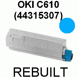 Toner-Patrone rebuilt Oki (44315307) Cyan C-610 CDN, C610 DN, C610 DTN, C610 N