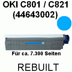 Toner-Patrone rebuilt Oki (44643003) Cyan C-801/821, C801/C821 DN/N