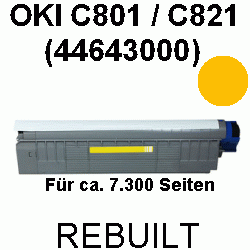 Toner-Patrone rebuilt Oki (44643001) Yellow C-801/821, C801/C821 DN/N