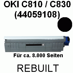 Toner-Patrone rebuilt Oki (44059108) Black C-810/830, C810/C830 Cdtn/DN/DTN/N