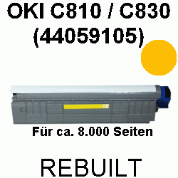 Toner-Patrone rebuilt Oki (44059105) Yellow C-810/830, C810/C830 Cdtn/DN/DTN/N