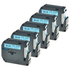 5 x Schriftband kompatible Brother MK531 (M-K531) P-Touch, Schwarz auf Blau, 12mm x 8m